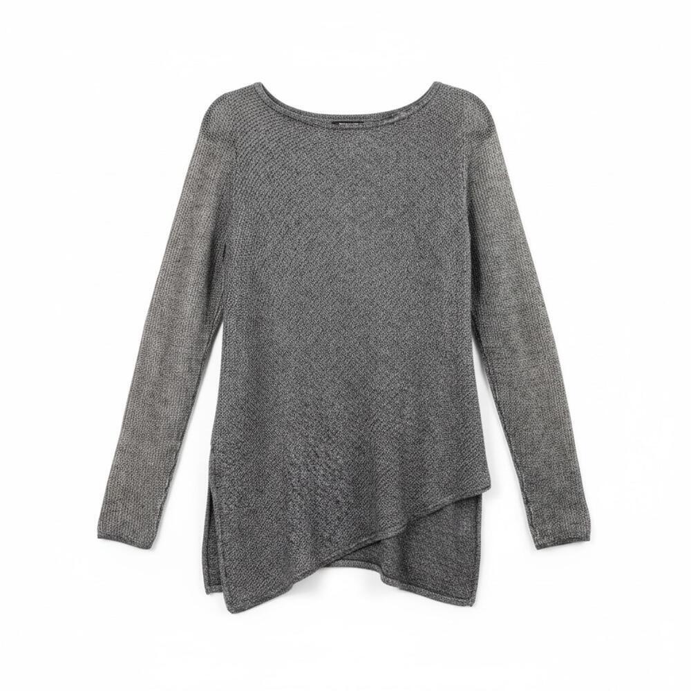 White House Black Market Asymmetrical Knit Sweater Top Gray Size S - Picture 2 of 5